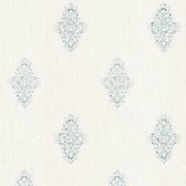 Papier peint baroque Profhome 319461-GU papier peint textile légèrement structuré de style baroque blanc mat argent 5,33 m2