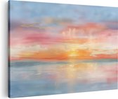 Artaza Canvas Schilderij Aquarelkunstwerk van een Zonsondergang - 90x60 - Wanddecoratie - Foto Op Canvas - Canvas Print