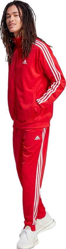 Survêtement adidas Sportswear Basic 3-Stripes Tricot - Homme - Rouge- S