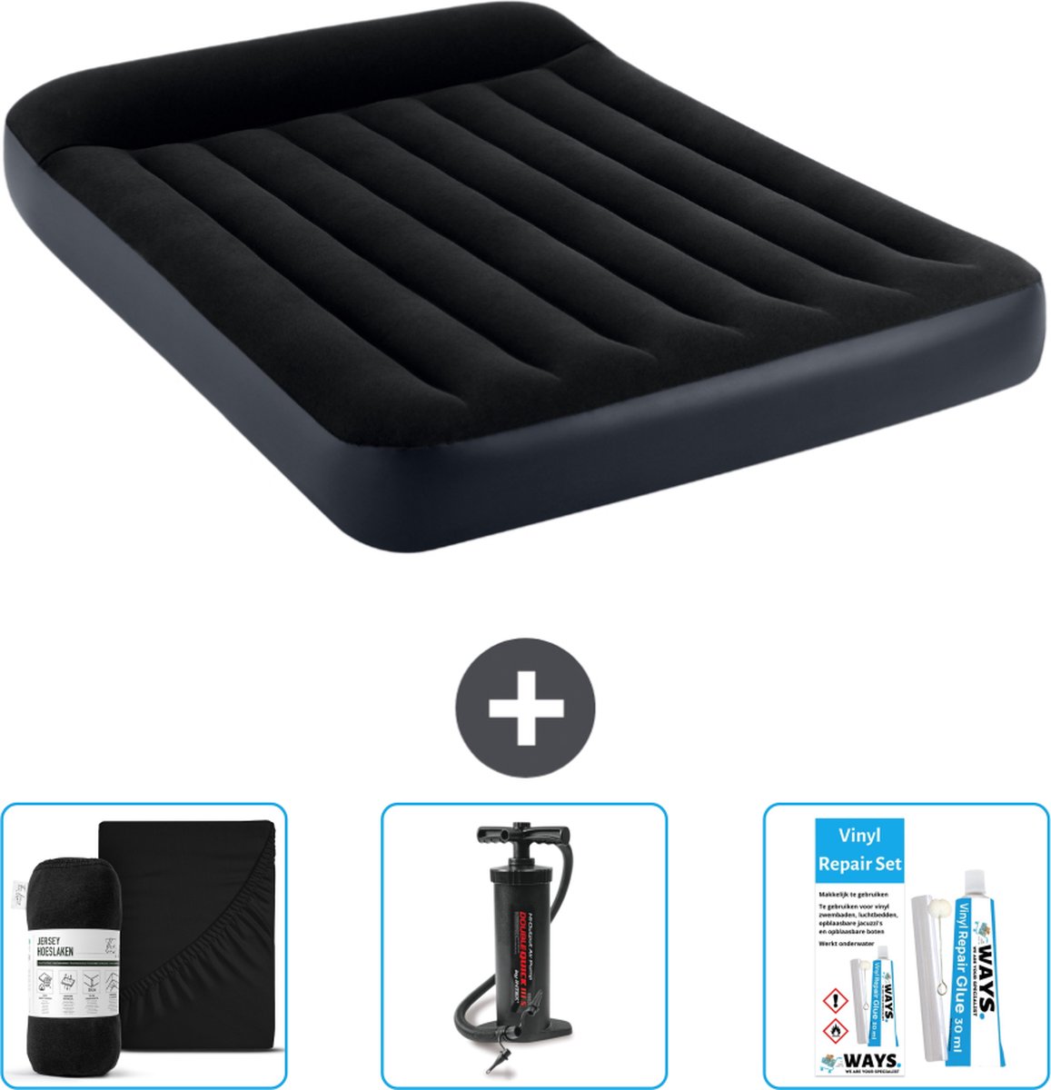 Intex Luchtbed - Twijfelaar - 137 x 191 x 25 cm - Donkerblauw - Inclusief Accessoires CB7
