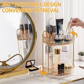 Organisateur de Maquillage , organisateur de cosmétiques rotatif à 360°, organisateur de parfum, organisateur de soins de la peau pour salle de bain (2 couches, ambre)