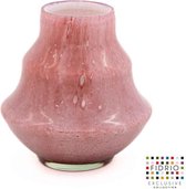 Design vaas Bella - Fidrio PINK BUBBLES - glas, mondgeblazen bloemenvaas - diameter 15.5 cm hoogte 17 cm
