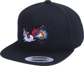 Hatstore- Kids Rainbow Farting Unicorn Black Snapback - Unicorns Cap