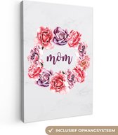 Beau cadeau pour maman avec imprimé floral et texte - Toile maman 80x120 cm