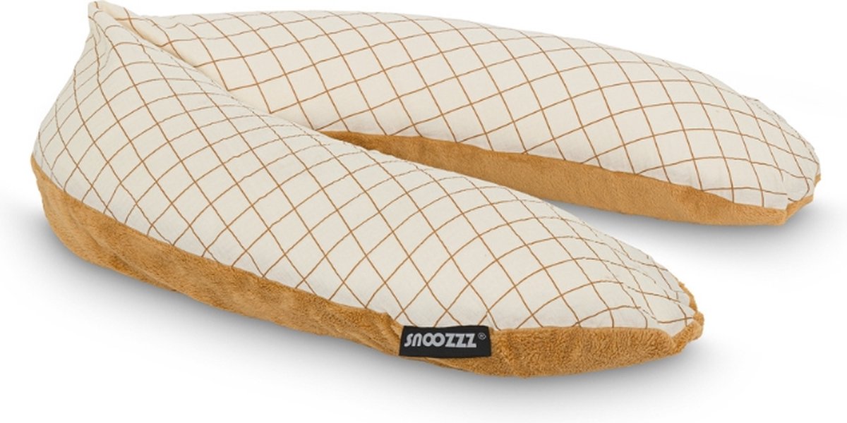 Goedkoopste Snoozzz Zwangerschapskussen Zijslaapkussen Lichaamskussen Premium kwaliteit - 185 cm - microparel vulling - luxe draagtas - zachte teddy met katoen - Teddy Camel Ruit