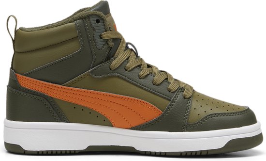 PUMA Puma Rebound V6 Mid WTR Jr Baskets pour femmes unisexes - Olive foncé-Sirop d'érable - PUMA Olive - Taille 38