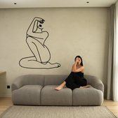 Vrouw16 - Silhouette - Metaalkunst - Grijs - 59 cm- Line Art Decoratie - Muur Decoratie- Cadeau voor Vrouw- Inclusief ophangsysteem