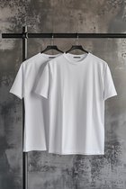 Trendyol TMNSS19BO0071 Volwassenen Mannen T-shirt 2 pack - Wit - S