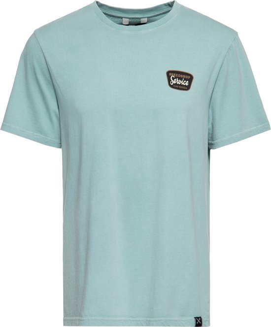 King Kerosin Klassiek T-shirt met acid-wash-print KKI21018 Grijsblauw