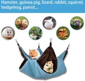 Hangmat voor kleine dieren, zachte warme hangmat voor huisdieren, hamsters, 2 niveaus, kleine cavia's, bed, ophanging, ratten, accessoires voor kooi, leuke fretten, spelen, slapen (blauw + groen)