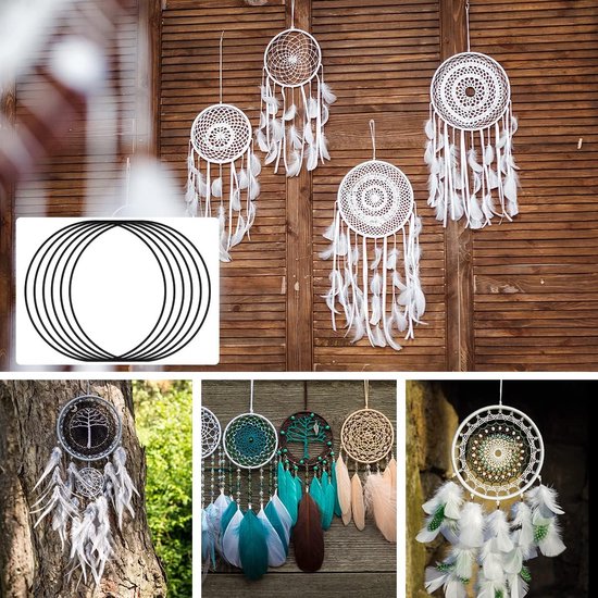 12 stuks decoratie, metalen ringen om te knutselen, zilveren decoringen, ophangen, 20 cm, decoratieve draadringen, doe-het-zelf metalen ring, krans voor dromenvanger, wandbekleding, bruiloftskrans