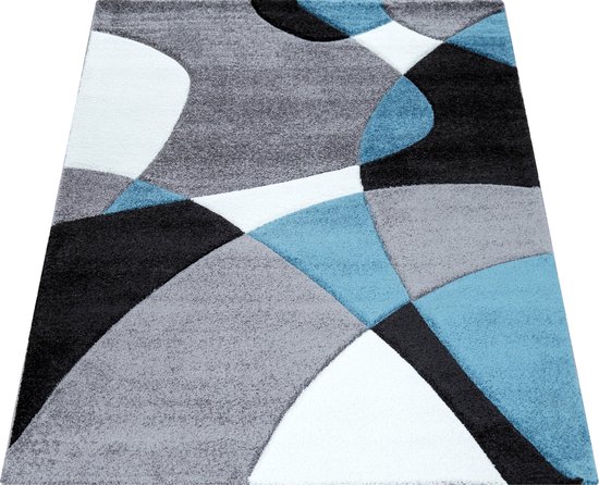 Tapis Salon Moderne 160x230 Cm Poil Ras Motif 3D Abstrait Rouge - Paco Home