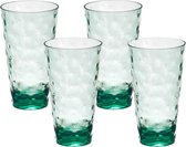 Leknes Drinkglas Gloria - 4x - transparant groen - onbreekbaar kunststof - 580ml -camping/verjaardag