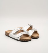 SmileFavorites® Sandalen, Instappers, Slippers - Zilver - Imitatieleer - Maat 40