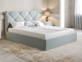 PASCAL MORABITO Lit coffre 140 x 190 cm - Velours - Gris clair - STARI par Pascal Morabito L 153 cm x H 104 cm x P 200 cm