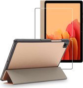ebestStar - Hoes voor Samsung Galaxy Tab A7 10.4 T505 (2022, 2020), Slanke Design PU Lederen Etui, Automatische Slaap/Wake, SmartCase hoesje, Goud + Gehard Glas
