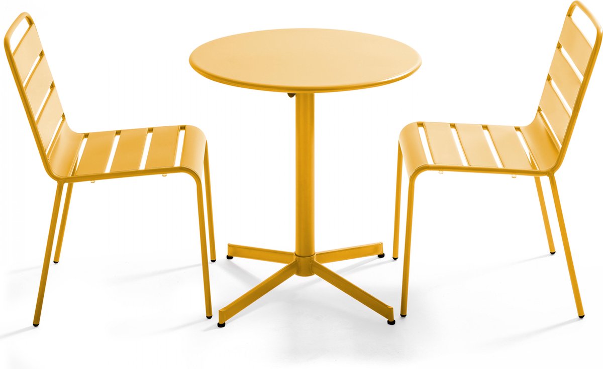 Oviala tuinset met ronde tafel en 2 gele stoelen - Palavas