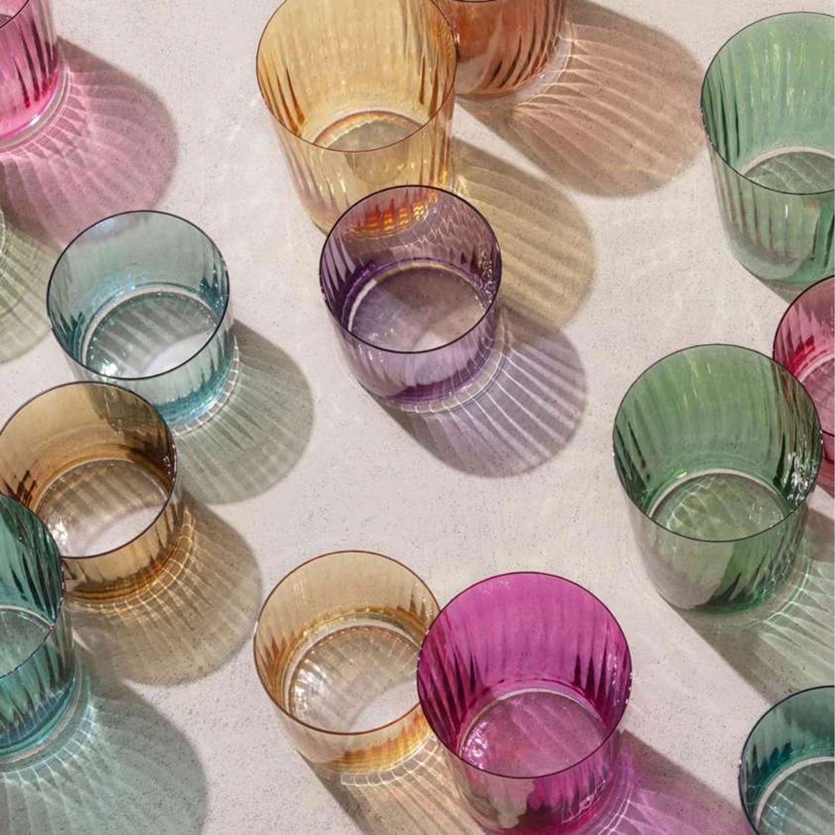 L.S.A. - Gems Tumbler Glas 560 ml Set van 4 Stuks Assorti - Glas - Rood