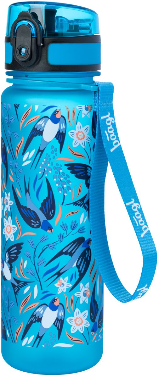 Vogels blauw Baagl drinkbeker voor kinderen, lekvrij, waterfles 500 ml, school en sportfles voor jongens en meisjes, Tritan