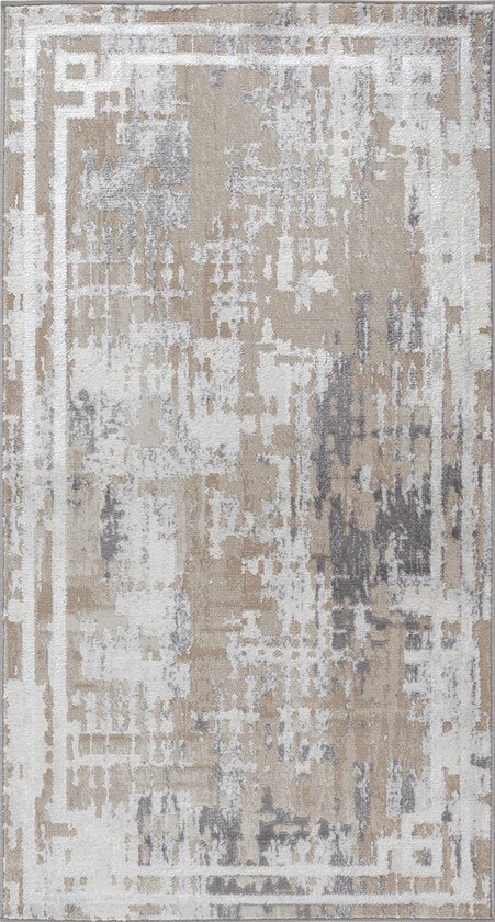 SURYA Vloerkleed - Woonkamer, Slaapkamer - Modern Abstract Tapijt MARTINA - Beige/Wit - 80x150 cm