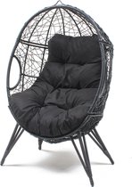 Concept-U - Oeuf en résine noire -fauteuil Rotin -effet JANE