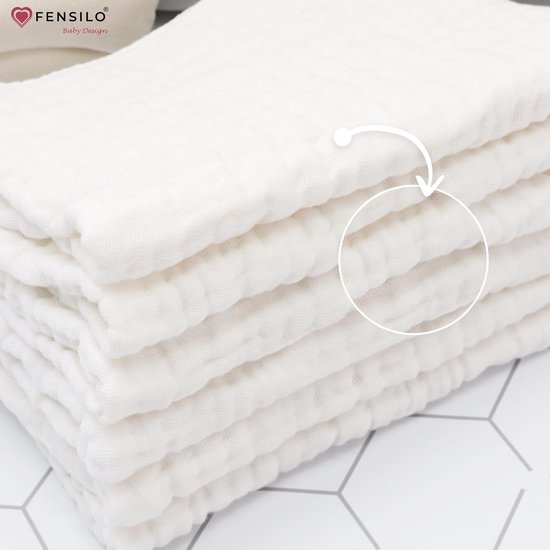 Hydrofiele Luiers - Hydrofiele Doeken - 100% Katoenen mousseline - 35 x 50 cm - 6 pack - Wit -Musseline doeken voor baby's, spuugdoeken voor baby's, 6 lagen, absorberende luiers, stoffen luiers — afbeelding 5