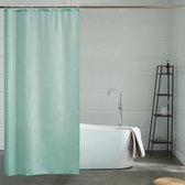 Smal douchegordijn voor hoekdouche en kleine badkuip, badkamergordijn textiel van polyester, schimmelbestendig, waterafstotend en wasbaar, mintgroen 100 x 200 cm met 8