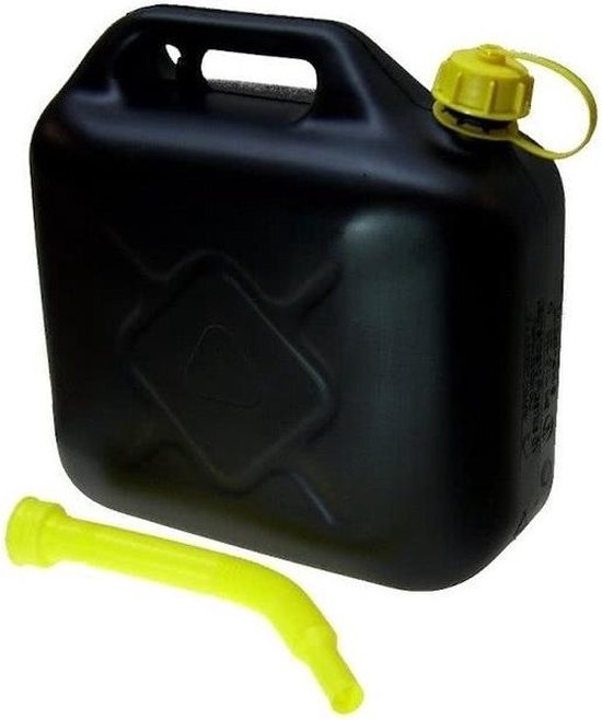 Jerrycan zwart voor brandstof - 10 liter - inclusief schenktuit - o.a.  benzine / diesel | bol.com