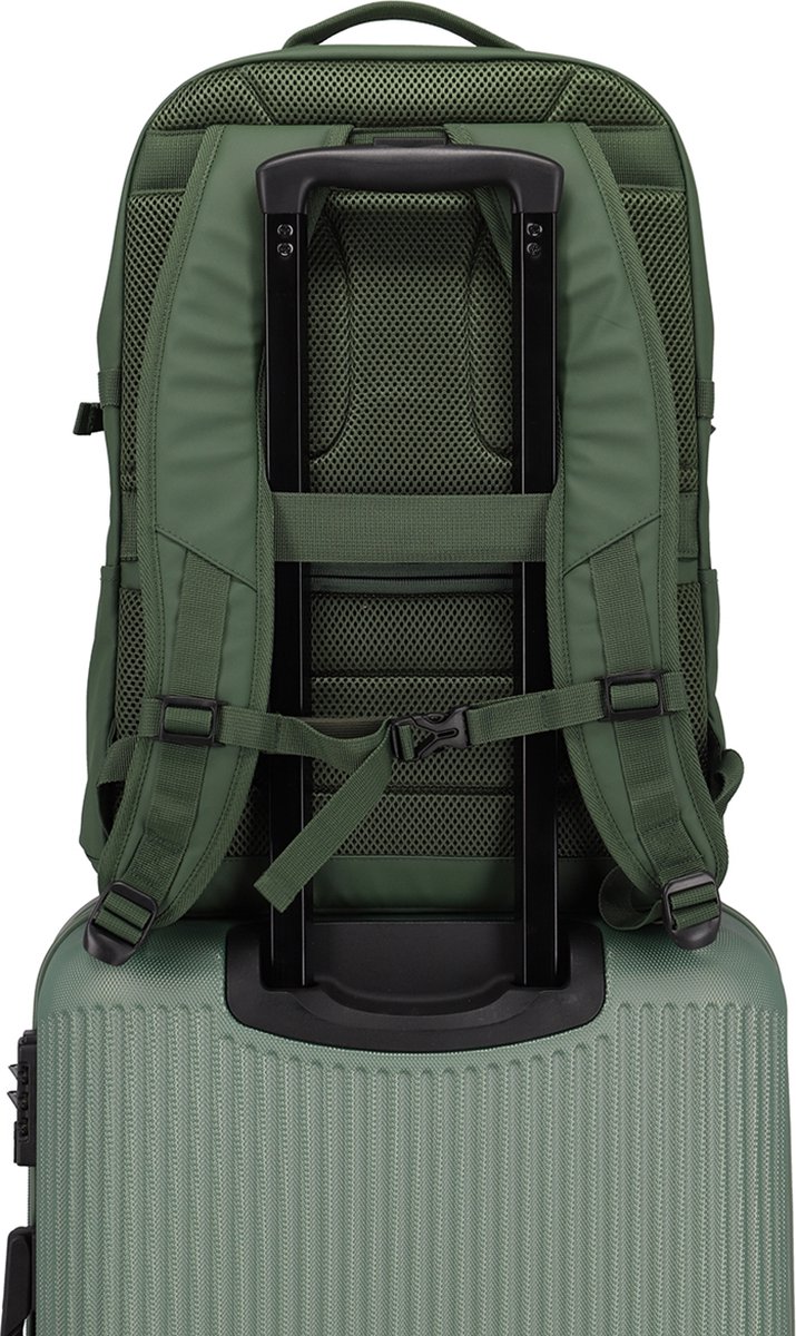 Travelite Basic Backpack – Waterafstotende Rugzak 28L met Laptopvak - Olive green – foto 5