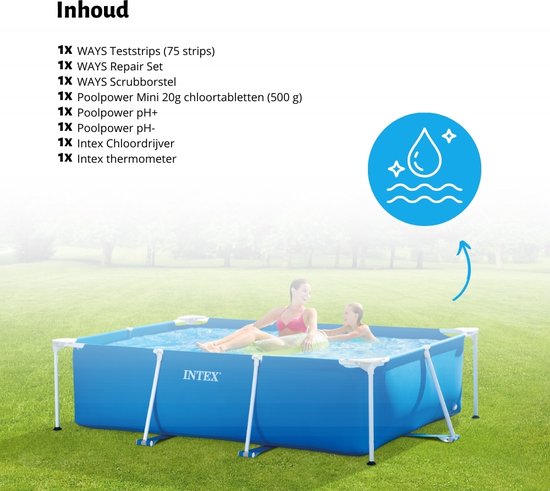 Intex Rechthoekig Frame Zwembad - 220 x 150 x 60 cm - Blauw - Inclusief Solarzeil - Onderhoudspakket - Zwembadfilterpomp - Filter - Intex Frame Pool