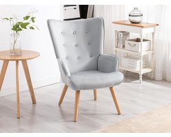 Vente-unique Fauteuil van velours VATELY - Grijs