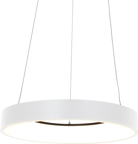 Ronde verstelbare eettafellamp Ringlede | 1 lichts | wit | kunststof / metaal | Ø 48 cm | in hoogte verstelbaar tot 135 cm | eettafellamp | modern design