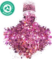 Biologisch Afbreekbaar Chunky Glitters (Roze) [Volume 8g - Biodegradable Festival Jewels Glitter Outfit Lichaam en Gezicht - Make-up Face Body - Kinderen Volwassenen Dames - Eco Friendly]