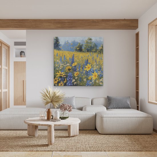 Artaza Peinture sur toile Fleurs sauvages dans un champ – 80 x 80 – Groot – Photo sur toile – Impression sur toile