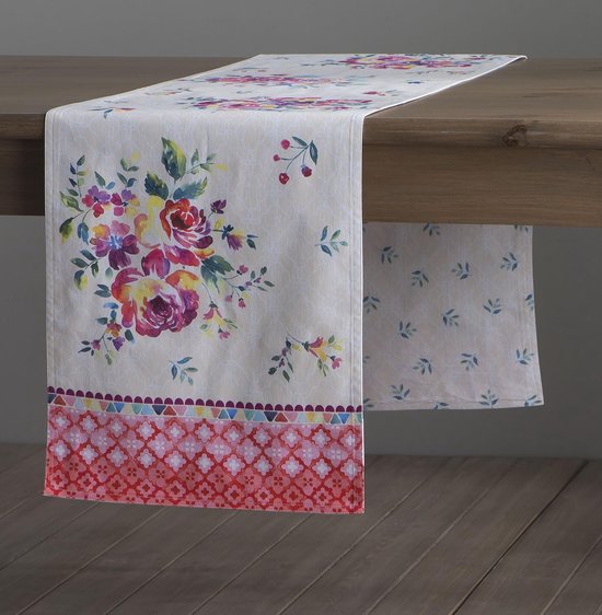 Sleepdown Effen bedrukt decoratief 100% katoen half panama tafelkleed voor eettafel - duurzaam, vlekbestendig tafelkleed - wit - 137 cm x 178 cm