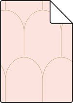 Proefstaal ESTAhome behangpapier art deco motief zacht roze en goud - 139201 - 26,5 x 21 cm