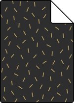 Proefstaal ESTAhome behangpapier grafisch motief zwart en goud - 139128 - 26,5 x 21 cm