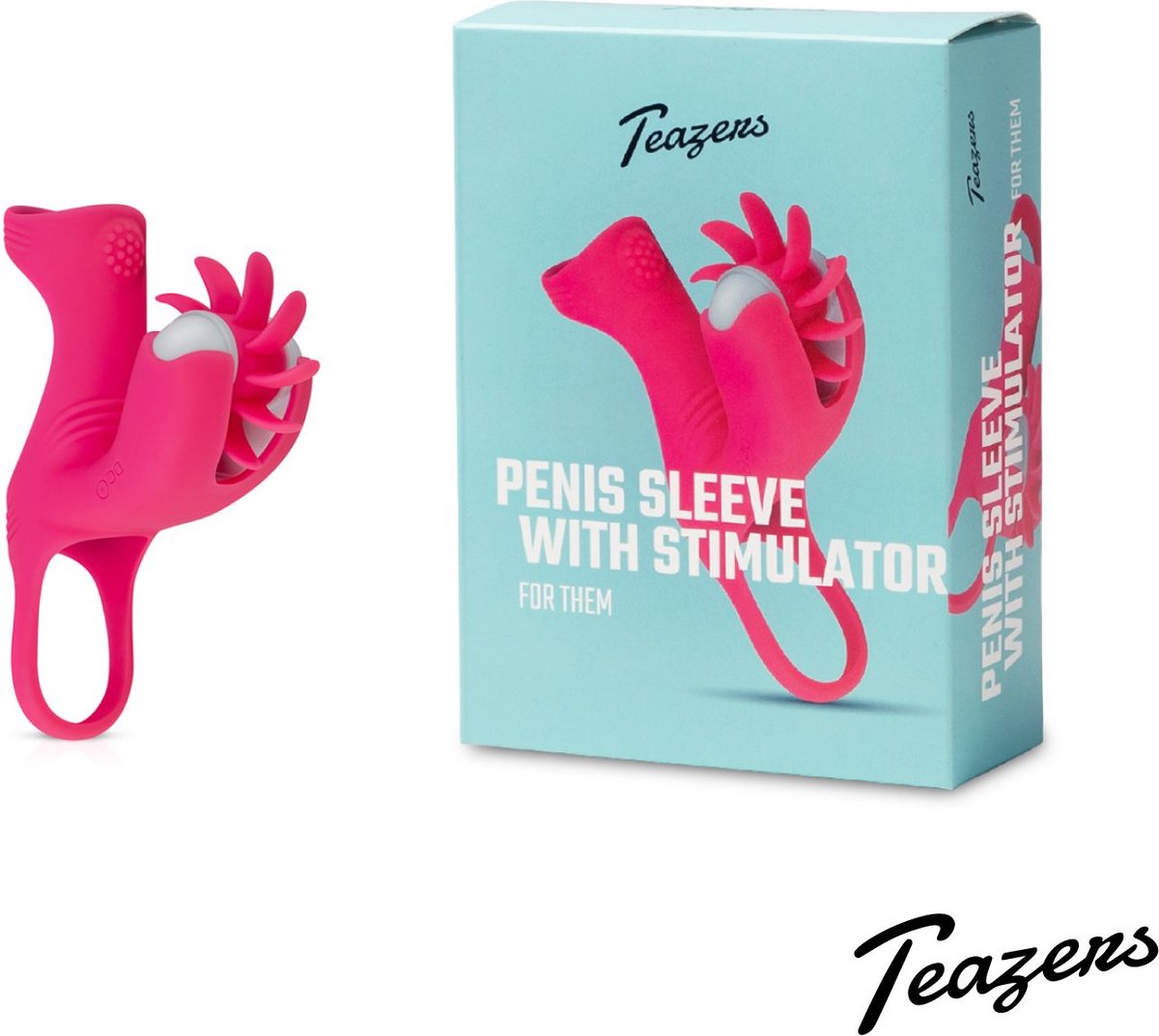 Goedkoopste Teazers - Penis Sleeve met Stimulator - Oplaadbaar - Cockring - Koppelvibrator - Clitoris Stimulator - Sex Toys voor Mannen en Vrouwen - Roze