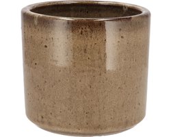 DK Design Bloempot model Brown Glaze - taupe - D12 x H13 cm - glanzend