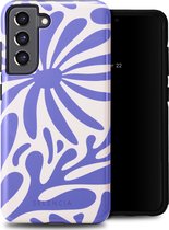 Selencia Coque adaptée pour Samsung Galaxy S21 FE - Selencia Vivid Backcover - Modern Bloom Sapphire Blue