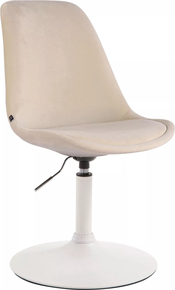 In And Outdoormatch Bezoekersstoel Dejuan Eetkamerstoel Creme velvet Witte Poot Set van 1 Zithoogte 48 cm Deluxe