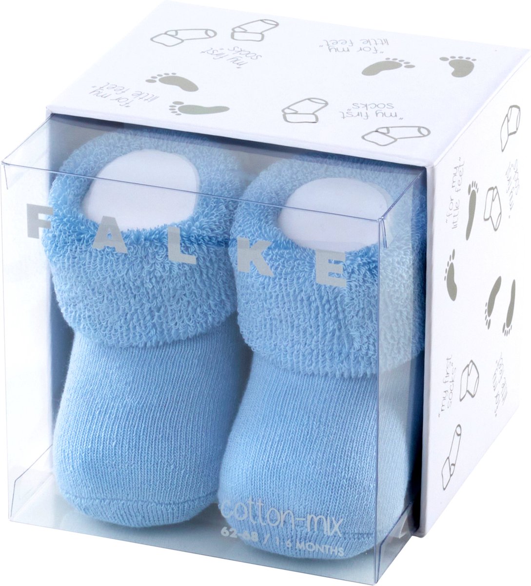 FALKE Erstling knuffelzacht pluche katoen babysokjes meisjes jongens blauw - Maat 50-56