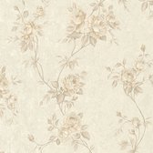 Bloemen behang Profhome 372263-GU vliesbehang licht gestructureerd met bloemen patroon mat bruin beige crèmewit 5,33 m2