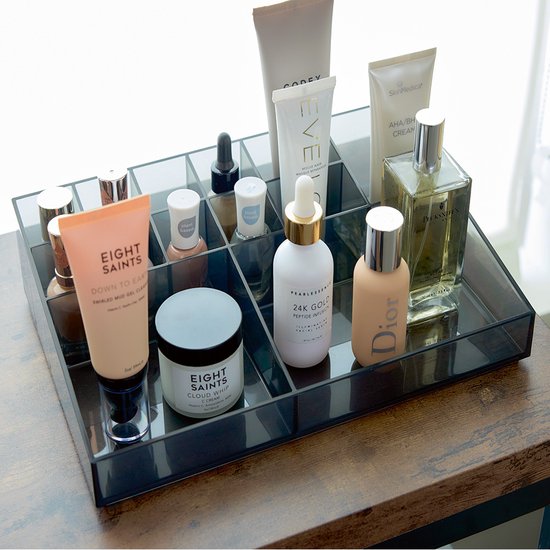 Organisateur de Maquillage à 13 compartiments, 30,5 x 20,3 x 7,6 cm, Fumée - iDesign | Collection Sarah Tanno