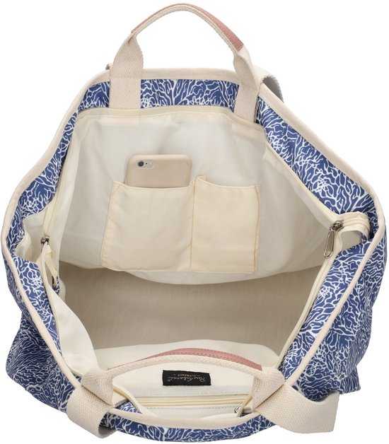 PE Florence Richelle Strandtas XL - Ritssluiting - Schoudertas - Ritsvak - Shopper - Zomertas - Blauw