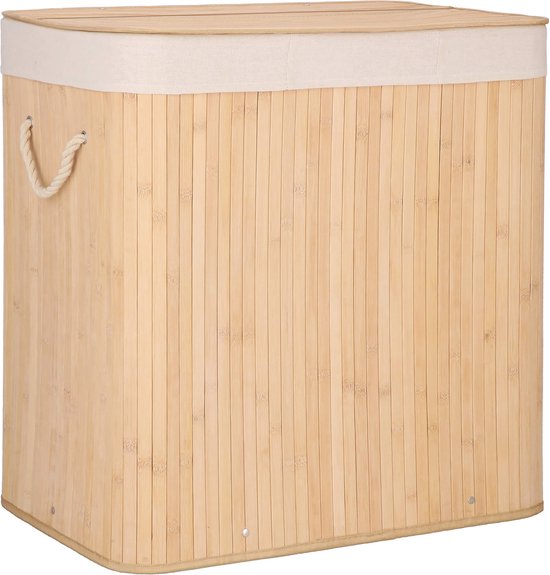 Panier à linge Springos | 150 Litres | 3 sujets | Marron | Bambou