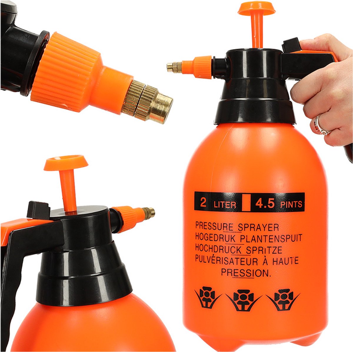 Ikonka Plantenspuit Hogedruk Sproeier 2L – Oranje – Waterverstuiver – Hogedruk Plantensproeier