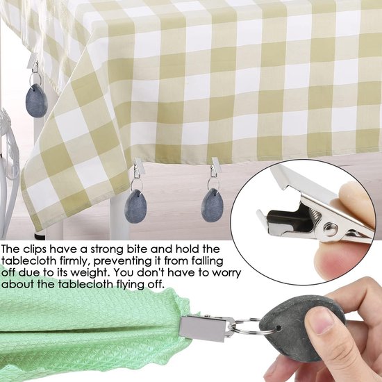 Lot De 10 Poids De Nappe Lot De 8 Poids De Nappe En Pierre - Pinces En Métal - Décoration De Table Pour Fête - Décoration Poids Pour Nappe De Table Exterieur