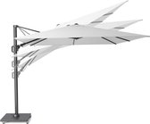 Platinum Challenger T² zweefparasol 300x300cm light grey (lichtgrijs) + Premium Modena parasolvoet 90kg