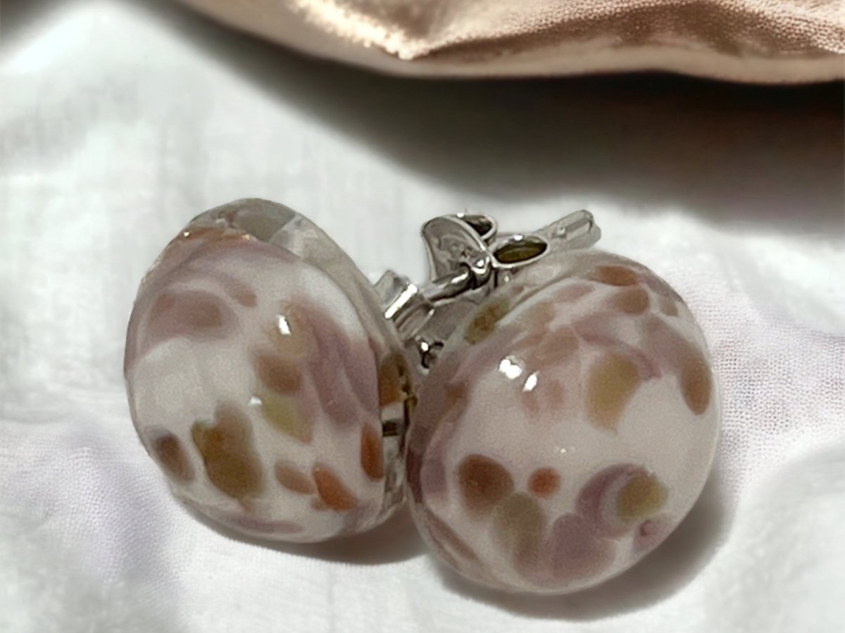 Corte Murrina - Oorbellen - Murano glas - Manarola – 12mm – Camel - Wit - Exclusief bij Bella Murano